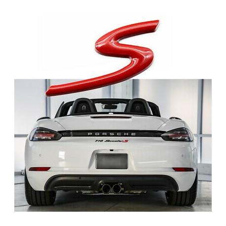 Emblema S spate portbagaj Porsche, culoare rosu