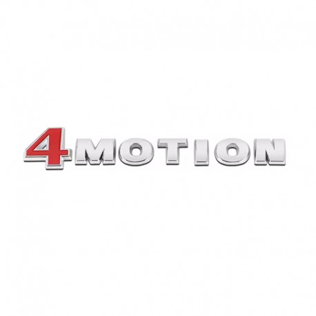 Emblema 4Motion spate Volkswagen, chrom cu rosu
