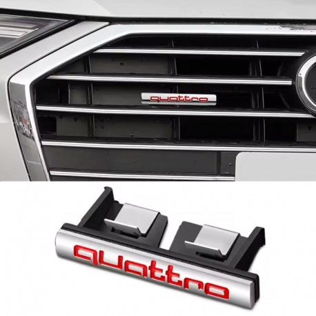 Emblema Quattro grila fata Audi, chrom cu rosu
