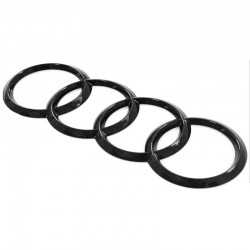 Emblema portbagaj Audi 185x65 mm , Negru Lucios (Model Curbat / Concav)